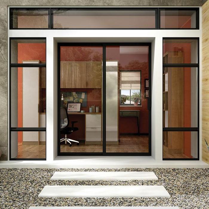 Installed residential door and window composition
