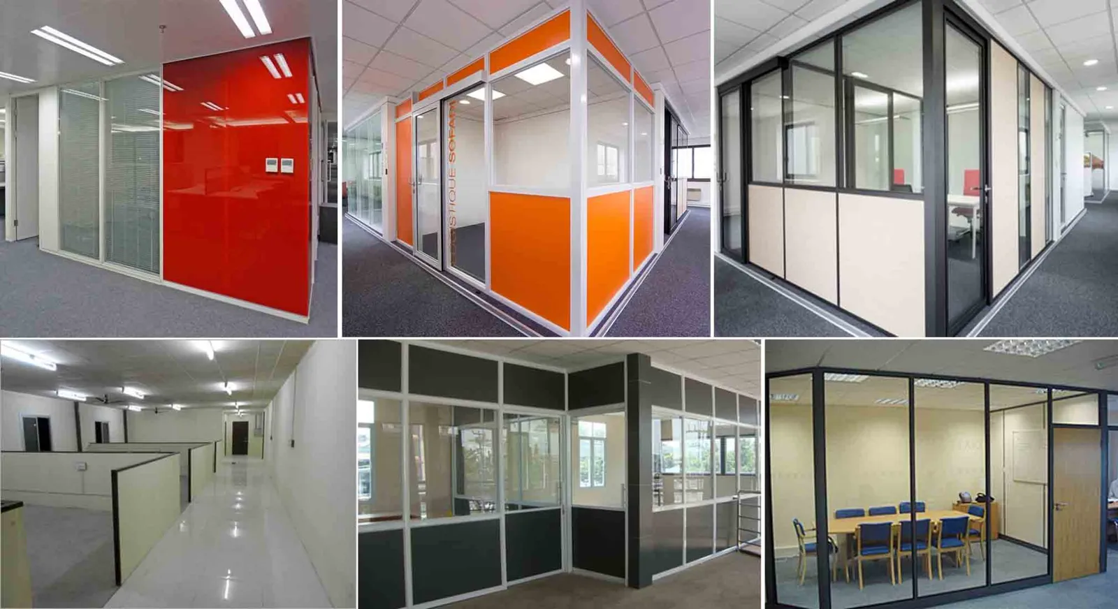 Completed commercial interior with partitions and ceiling