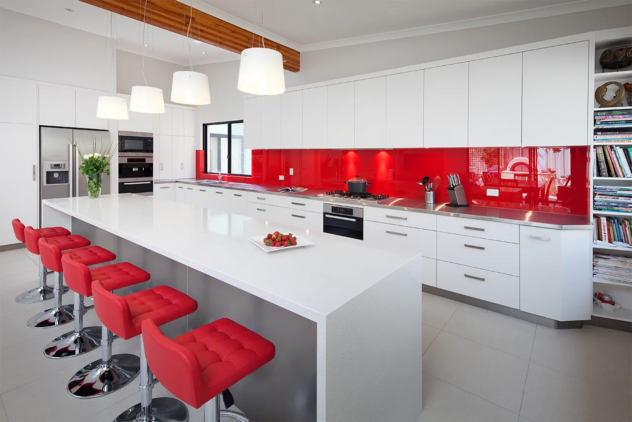Installed pantry cupboard and worktop layout